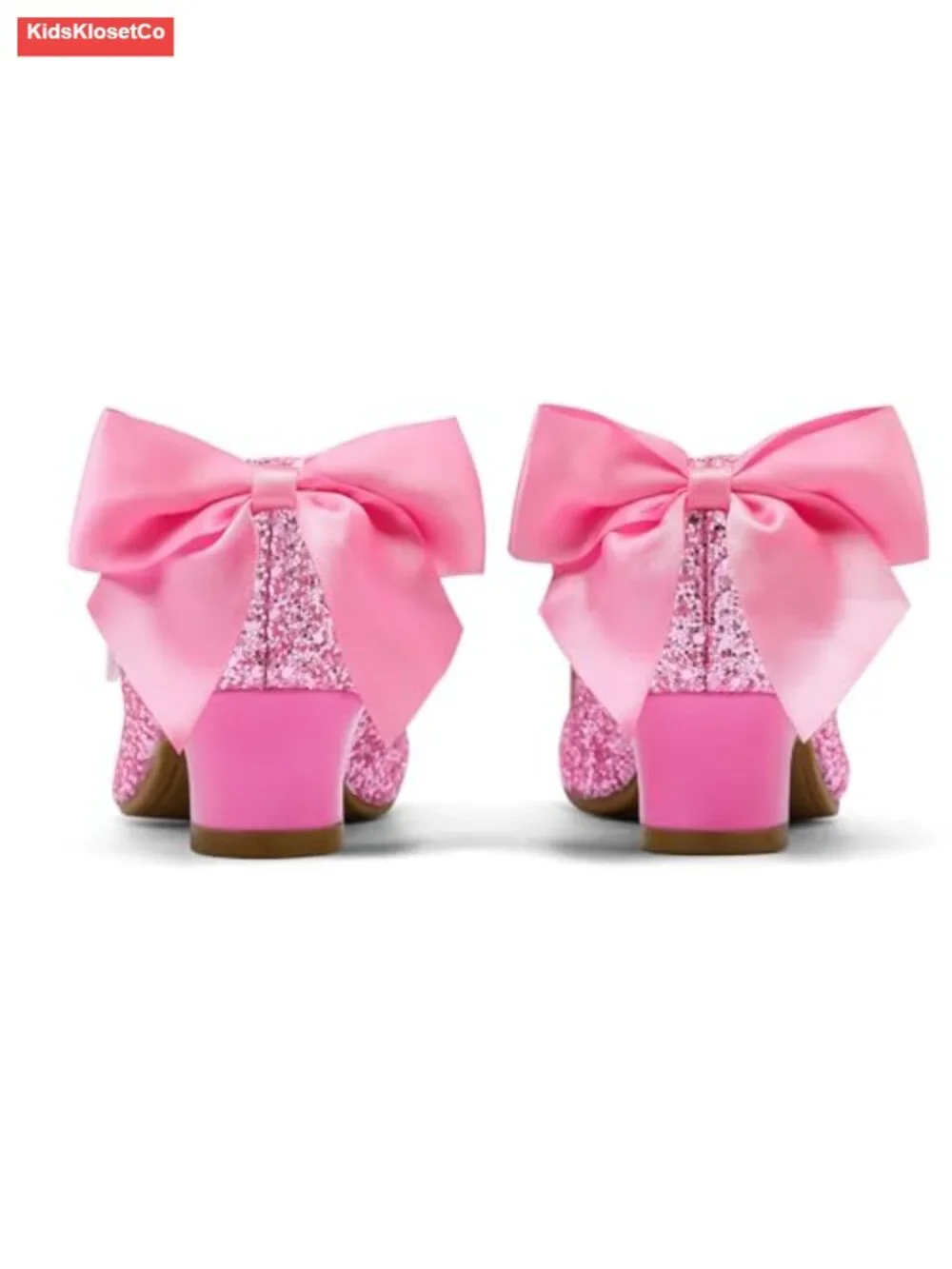 Girls Glitter Mary Jane Heels - Princess Pumps with Low Heel and Hook & Loop